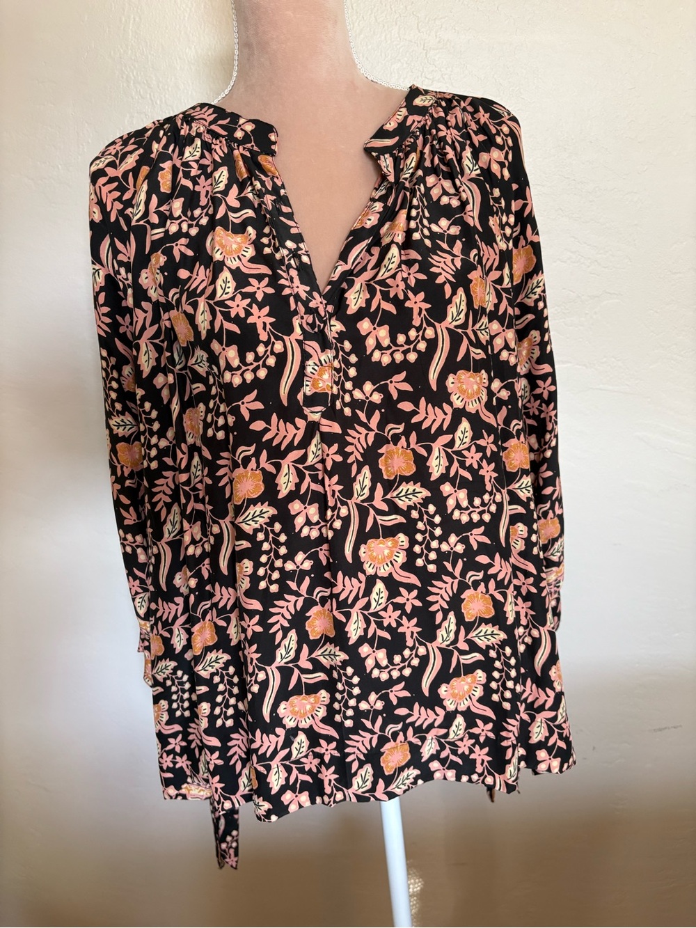 Natalie Martin Black Floral Silk Blouse
